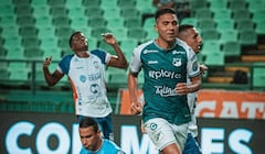 Emanuel Reynoso tras marcar con el Deportivo Cali contra Alianza FC en la Copa Colombia.