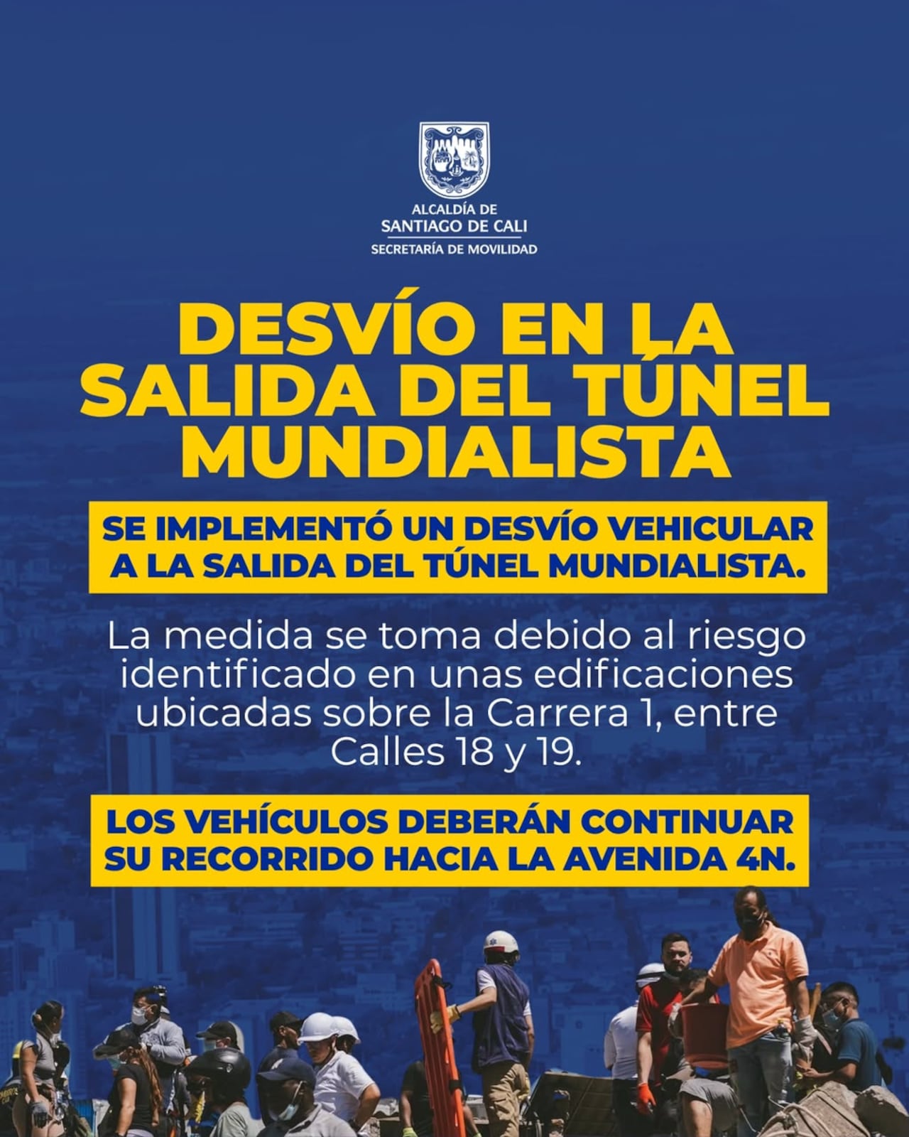 Desvío del túnel mundialista, por riesgo de colapso de algunas edificaciones.