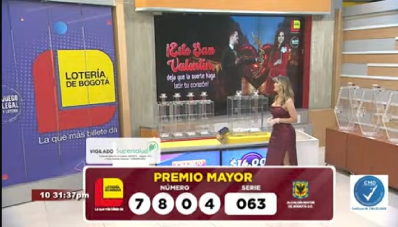 Resultado lotería de Bogotá de 13 de febrero del 2025.