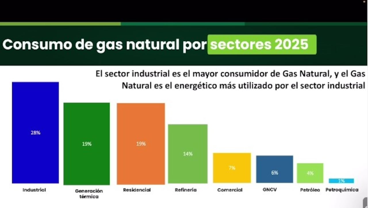 Sectores que más usan el gas natural en Colombia.