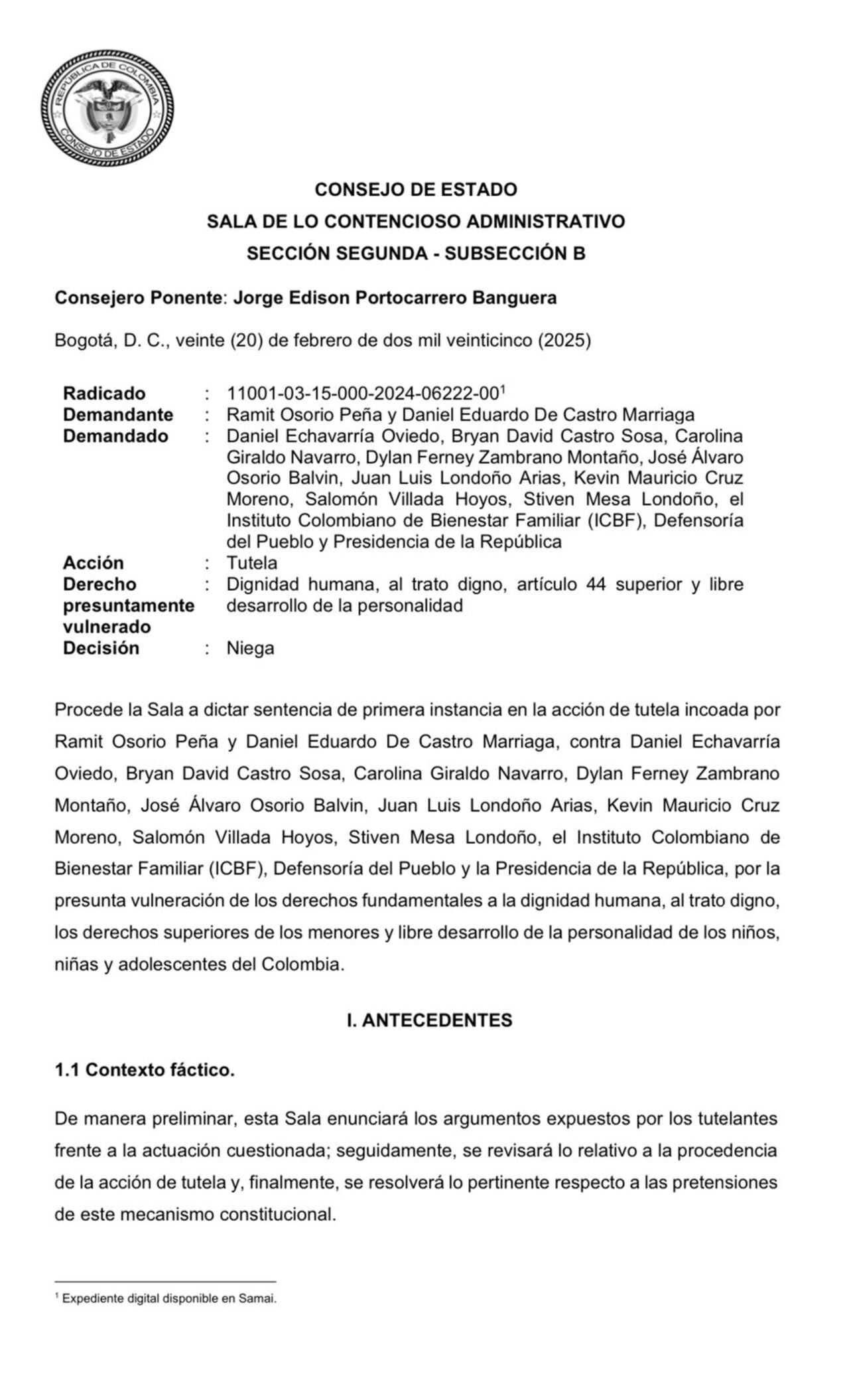 El Consejo de Estado declaró que la canción de reguetón “+57” vulneró los derechos de los niños, niñas y adolescentes, y exhortó a los artistas de a abstenerse de difundir o publicar composiciones que vulneren los derechos fundamentales de los niños, niñas y adolescentes.