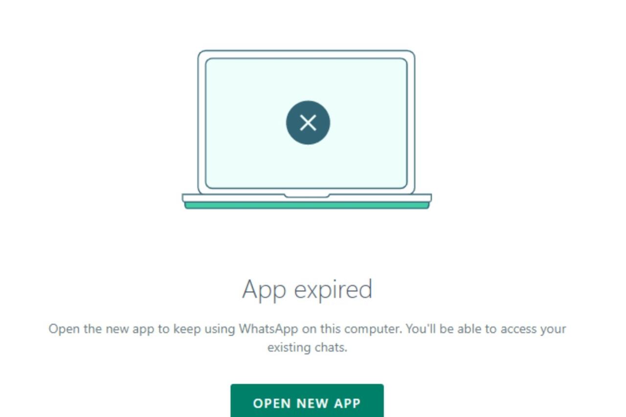 Mensaje de incompatibilidad de la versión de WhatsApp Web basado en Electron