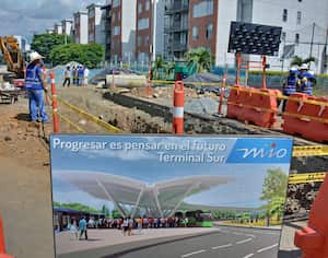 Obras de desarrollo al sur de Cali con la estación del MÍO en Valle del Lili. Foto: Raúl Palacios / El País