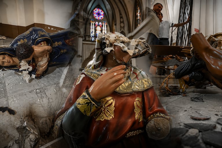 Así quedaron algunas de las imágenes de la capilla La Ermita.