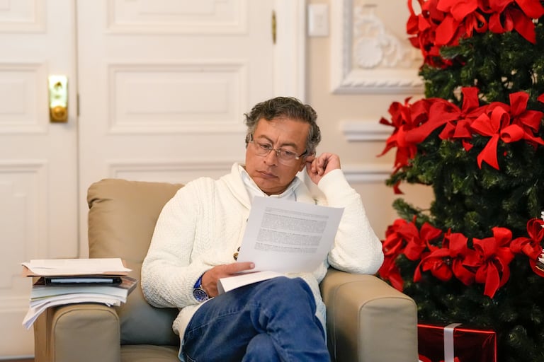 El presidente, Gustavo Petro, el 18 de diciembre de 2025 en la Casa de Nariño, en Bogotá