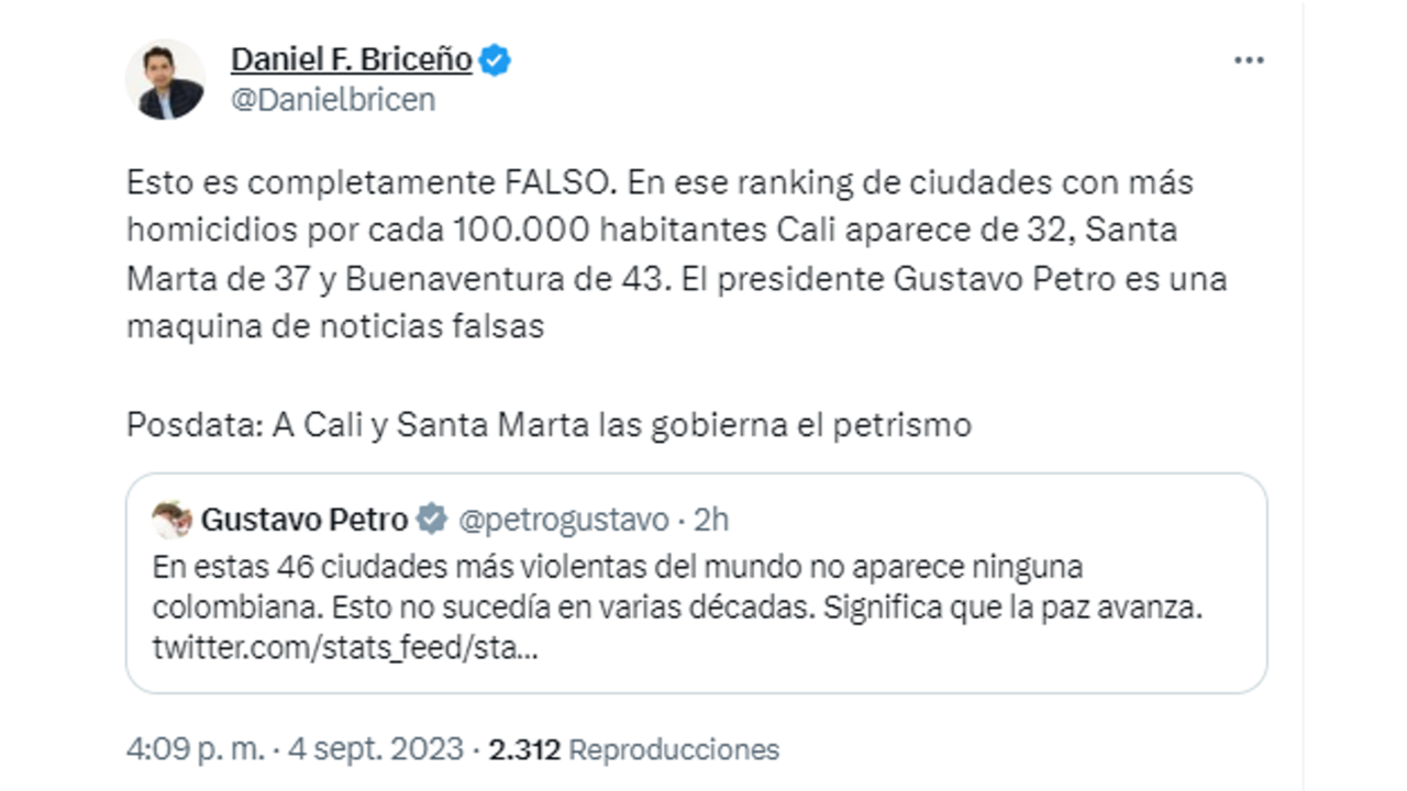 Publicación hecha por Daniel Briceño.