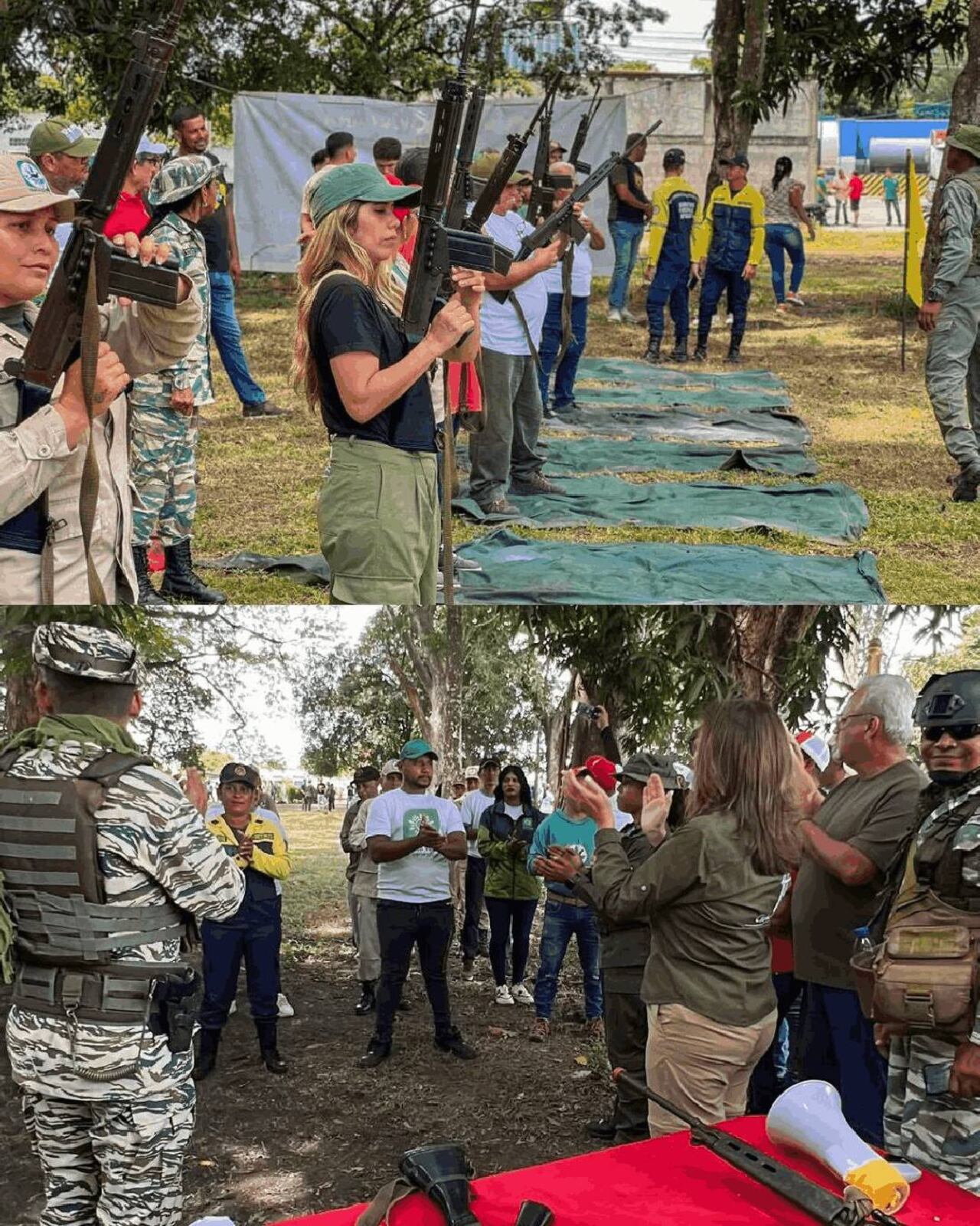 Mujeres reciben indicaciones del manejo de un fusil en Venezuela