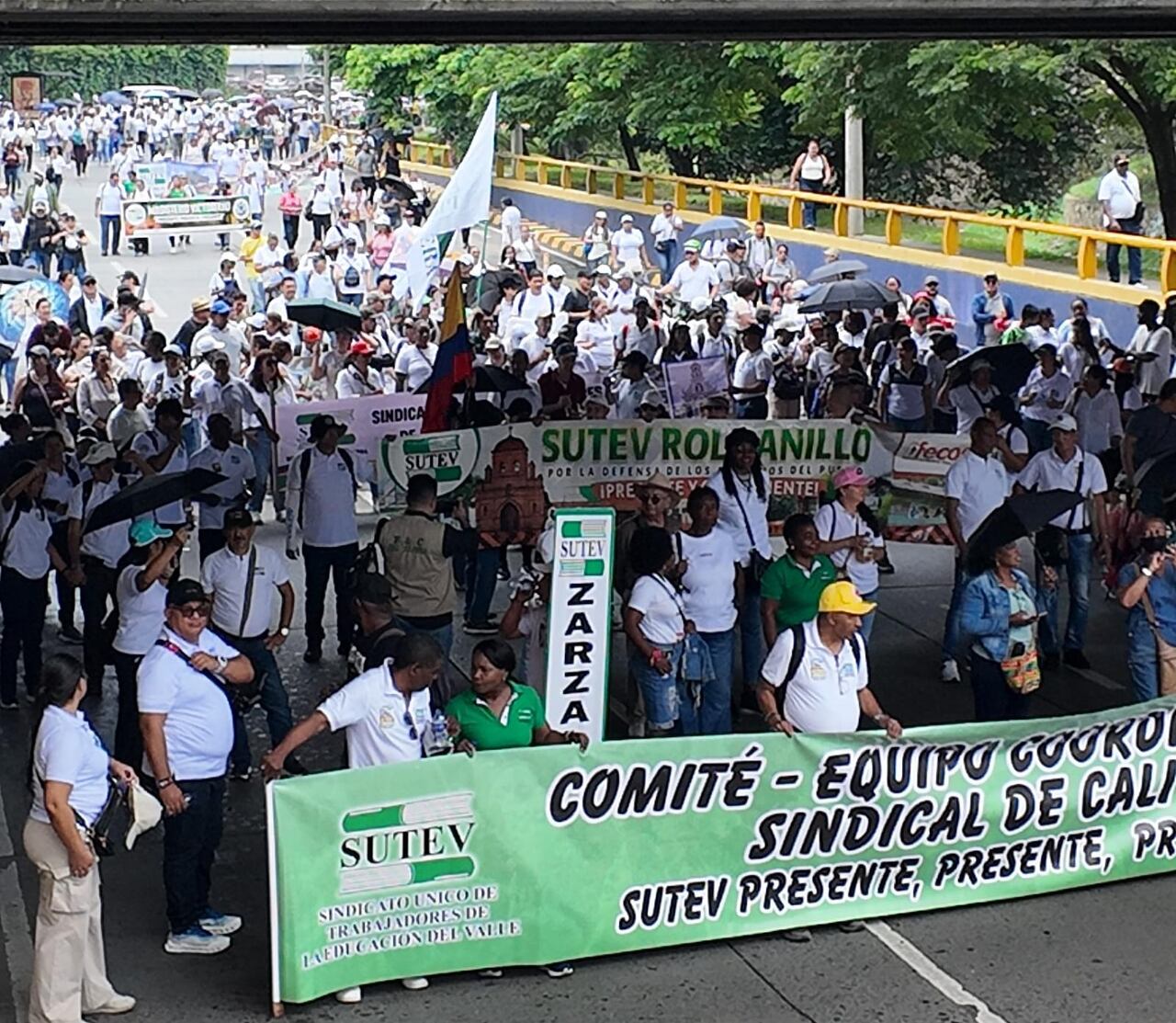 Paro nacional de Fecode este 15 de abril: manifestantes llegan a la plazoleta de San Francisco en Cali.