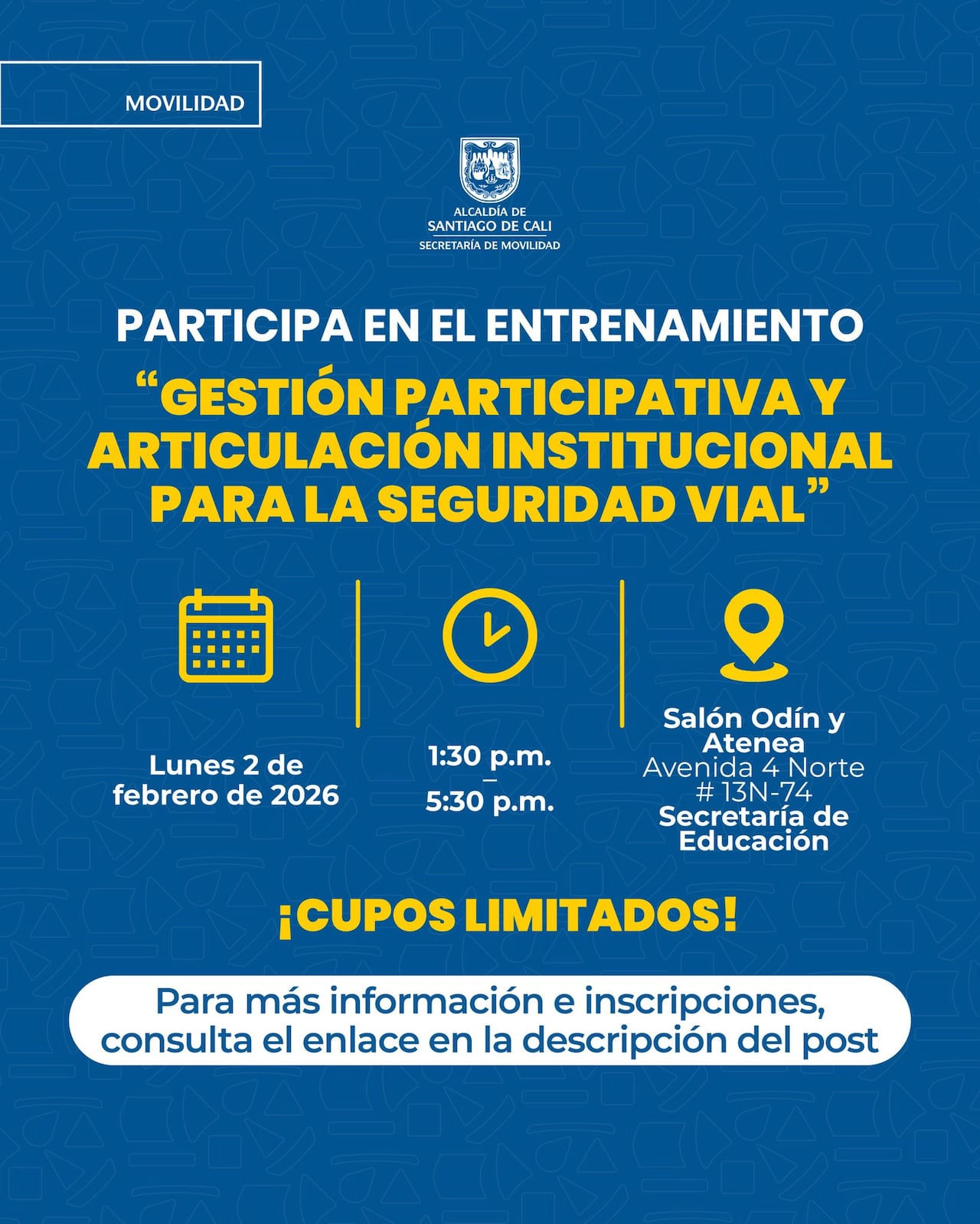 Participa en el entrenamiento “Gestión Participativa y Articulación Institucional para la Seguridad Vial”.