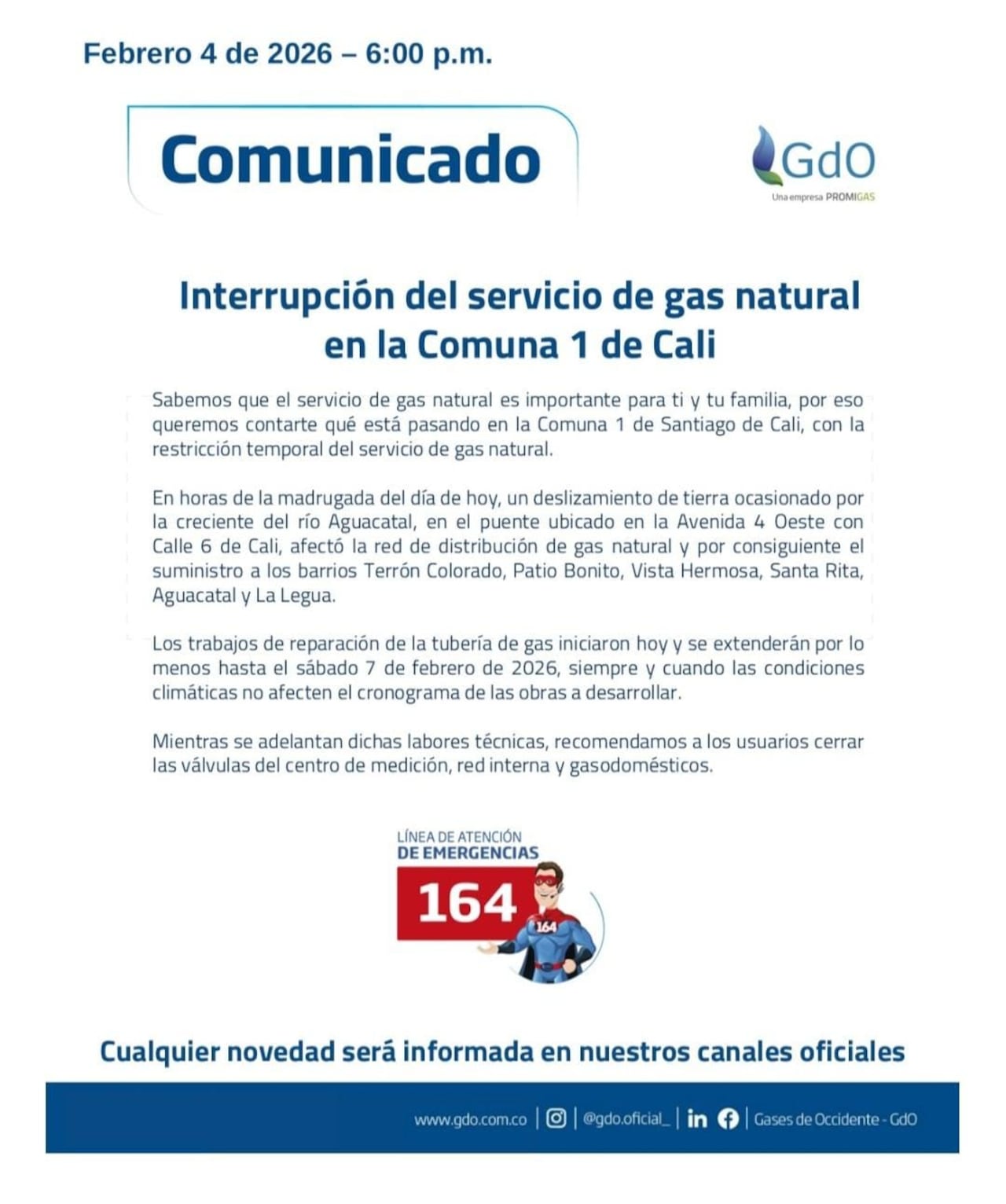 Comunicado Gases de Occidente