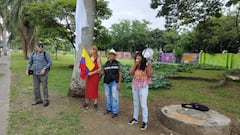 Los manifestantes rechazan la instalación de estructuras de la Feria de Cali en el corredor verde.