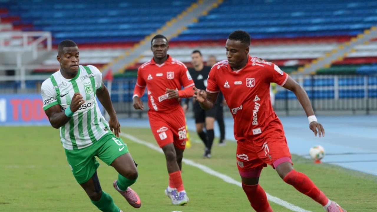 Imagen del partido entre América de Cali y Atlético Nacional por la fecha 6 del Grupo A de los cuadrangulares semifinales del segundo semestre de la Liga Colombiana 2025.