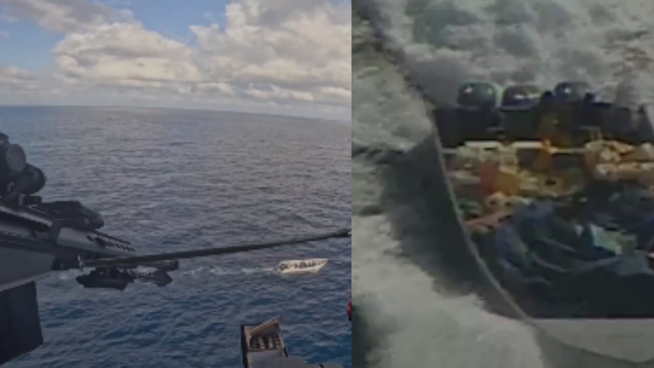 La maniobra aérea permitió inmovilizar una lancha usada por redes de narcotráfico.