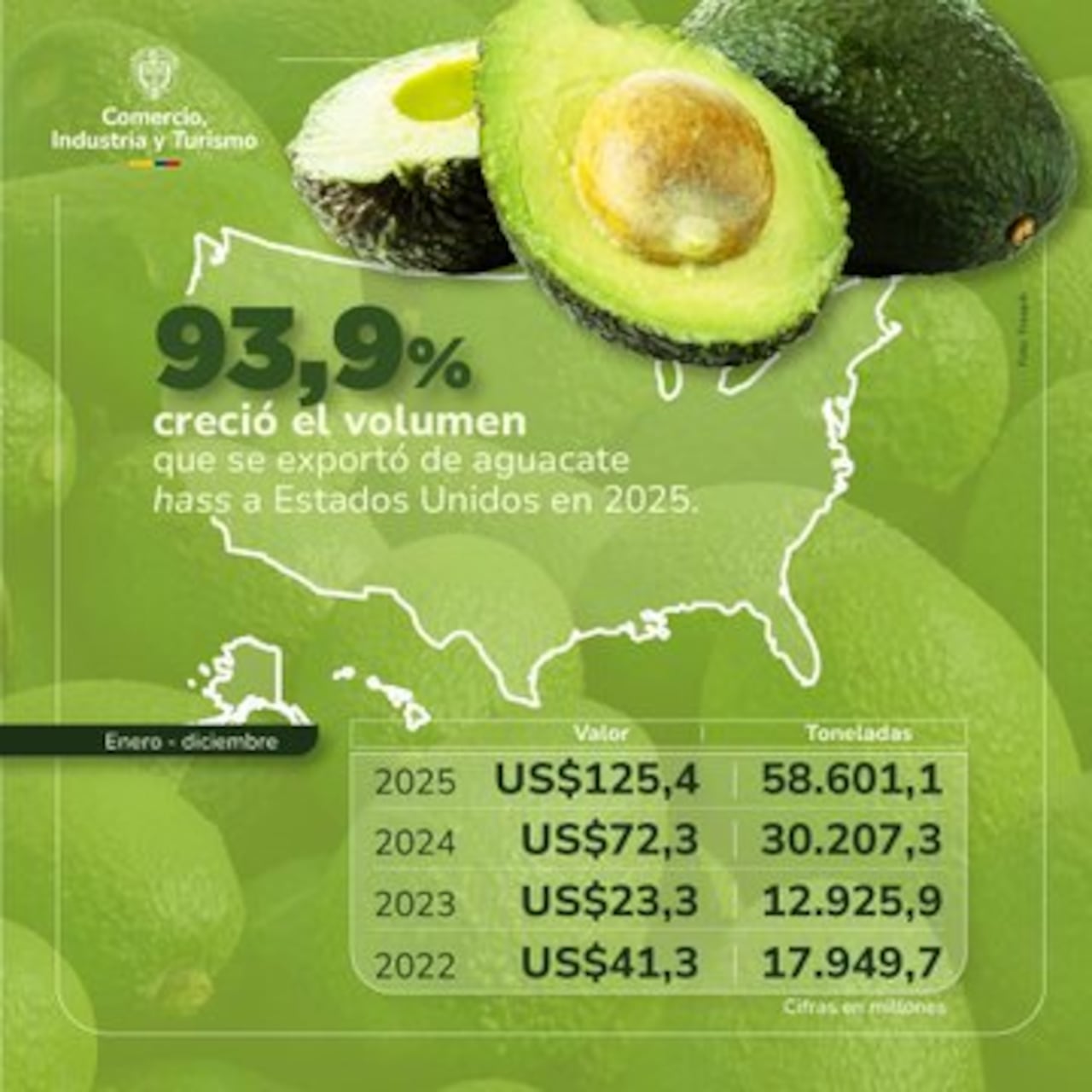 Aguacate hass crece en exportaciones.