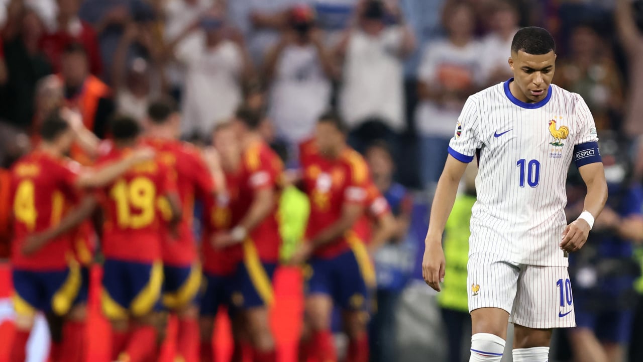 Kylian Mbappé ante España en la eliminación de Francia de la Eurocopa