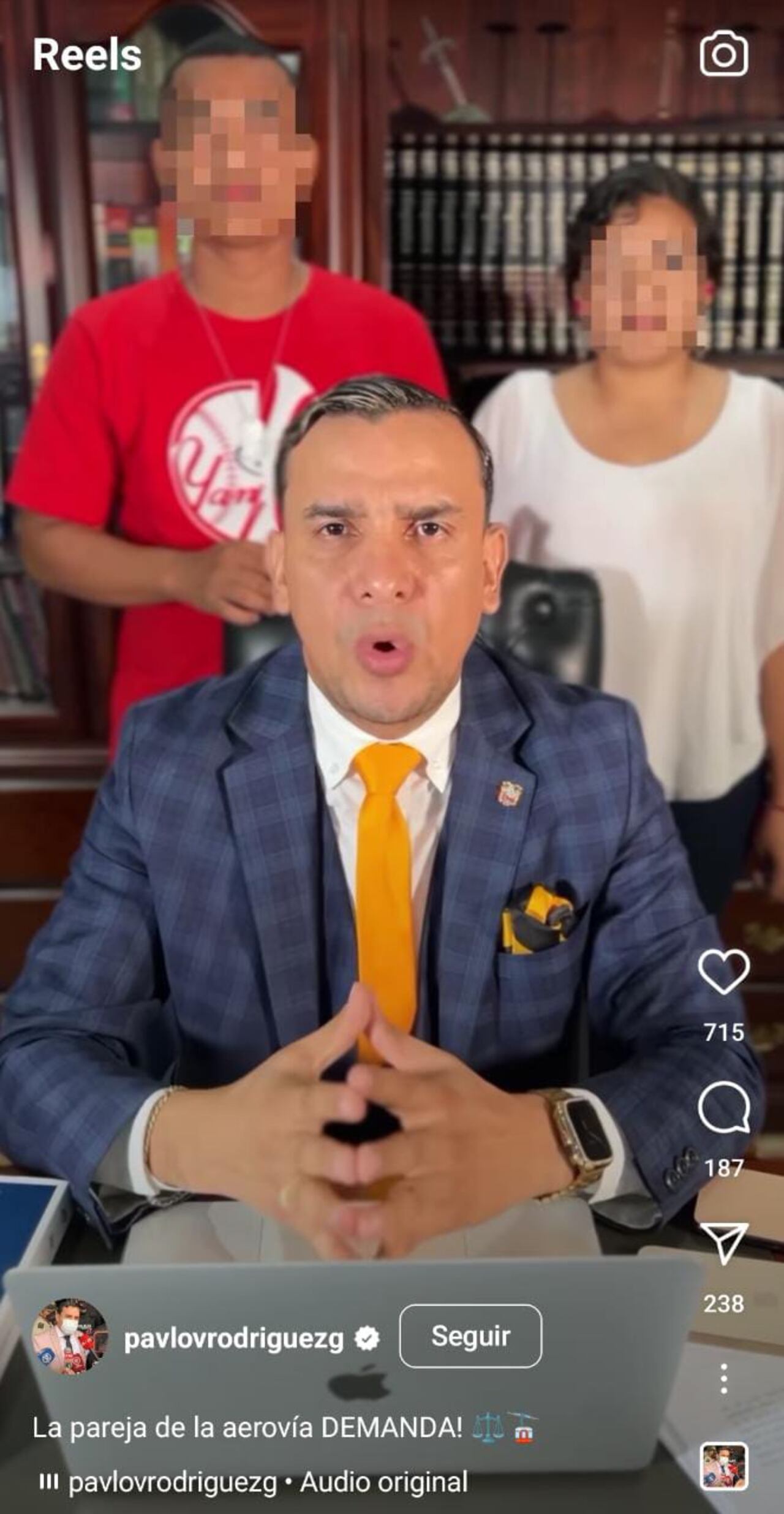 En las redes sociales del abogado Pavlov Rodríguez se publicó el video en el que anuncian las medidas legales que tomarán por este caso.