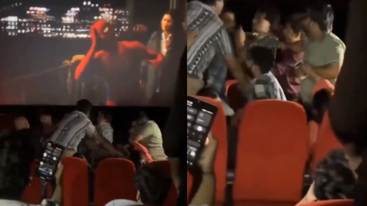 Discusión de espectadores en cine por spoiler de la más reciente película de Spider-Man.
