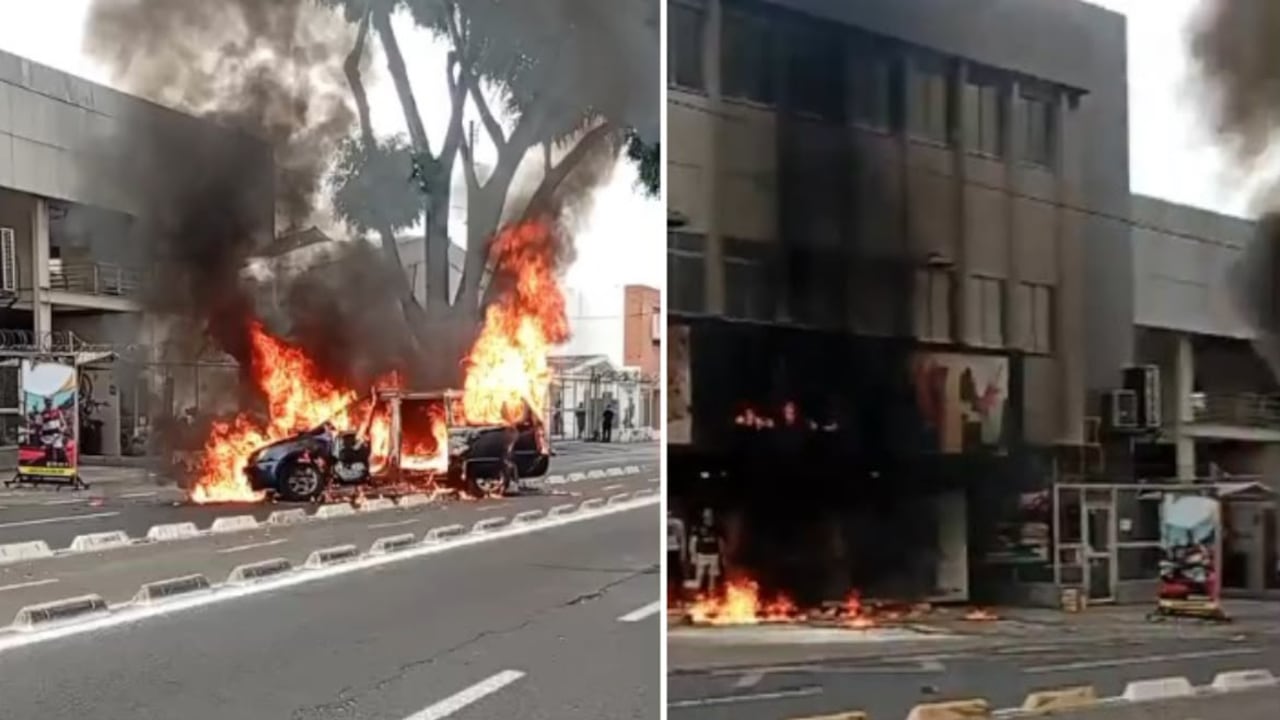 Bomberos atendieron incendio de un vehículo particular en Salomia, Cali.