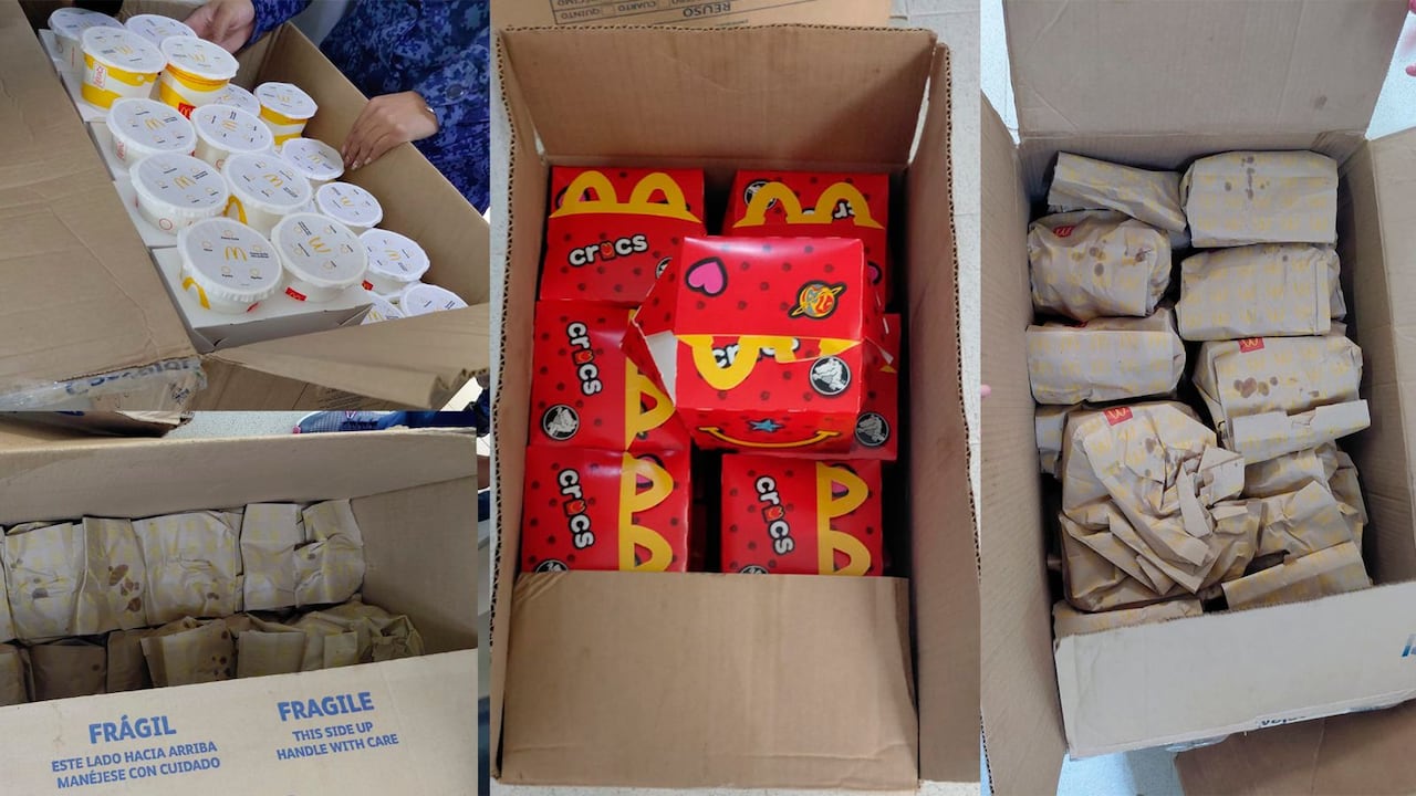 Estos son los combos de hamburguesa que trataron de ingresar a El Buen Pastor, aunque estaba expresamente prohibido.