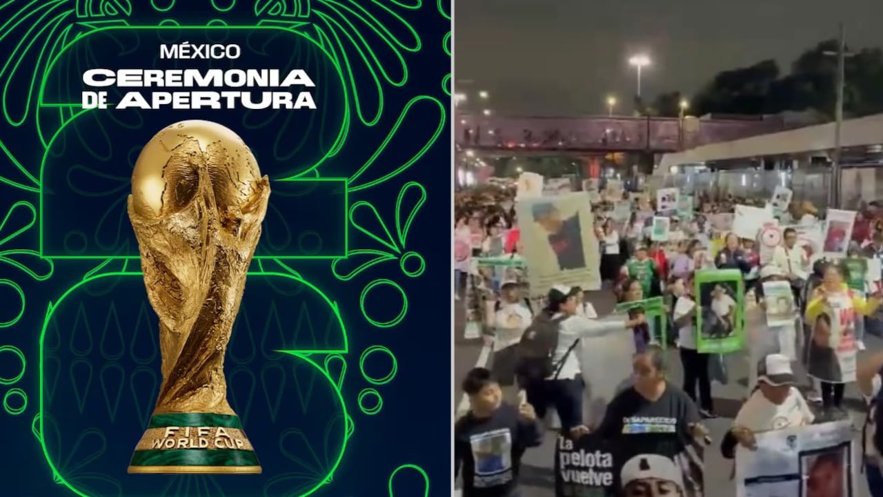Colectivos de búsqueda chocan con cerco policial cerca del Estadio Azteca antes de la inauguración del Mundial