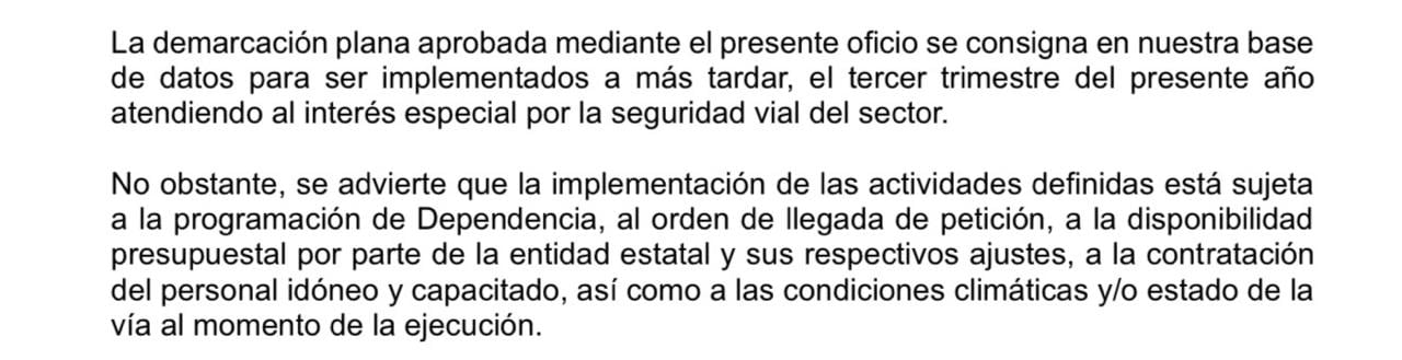 Esto indica la respuesta de la cartera respecto a la solicitud de demarcación, donde se estima que se realizará a más tardar el tercer trimestre del año.