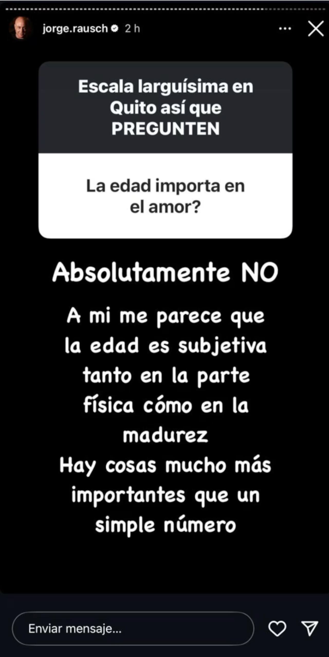 Jorge Rausch habló de si para él es importante la edad en una relación