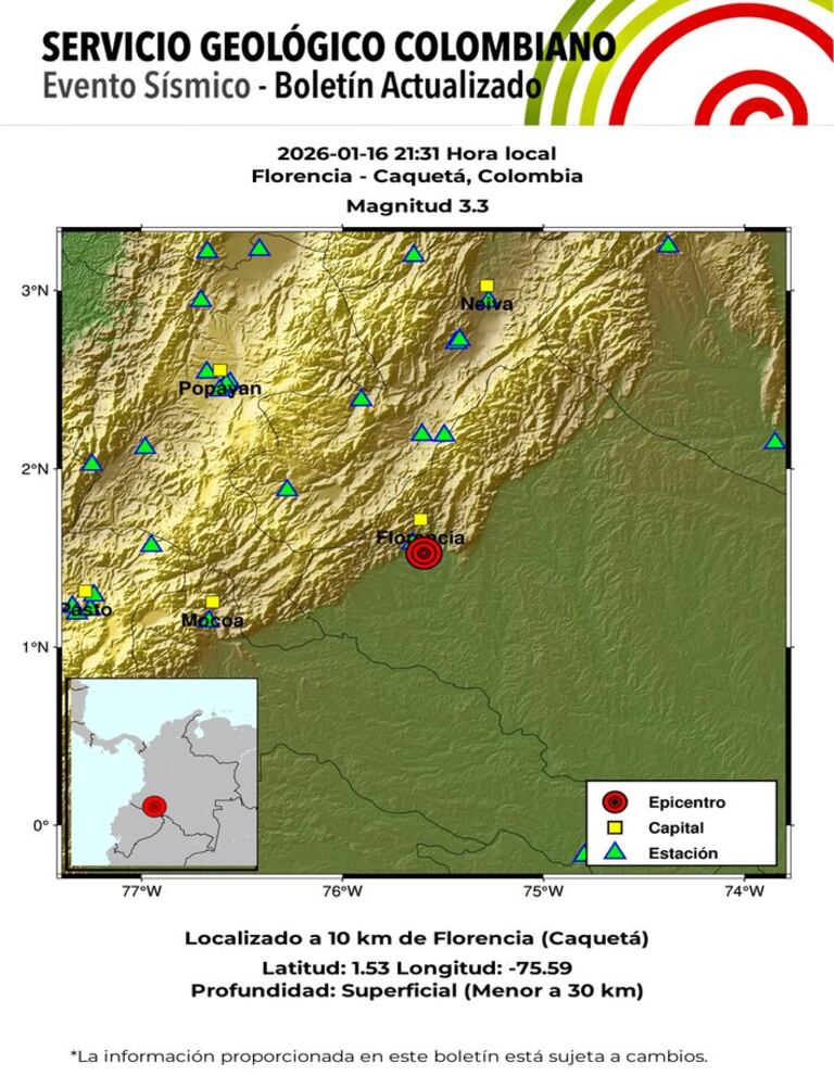 Habitantes de Florencia señalaron haber sentido levemente el movimiento telúrico, aunque las autoridades confirmaron que no se reportaron daños ni personas afectadas.