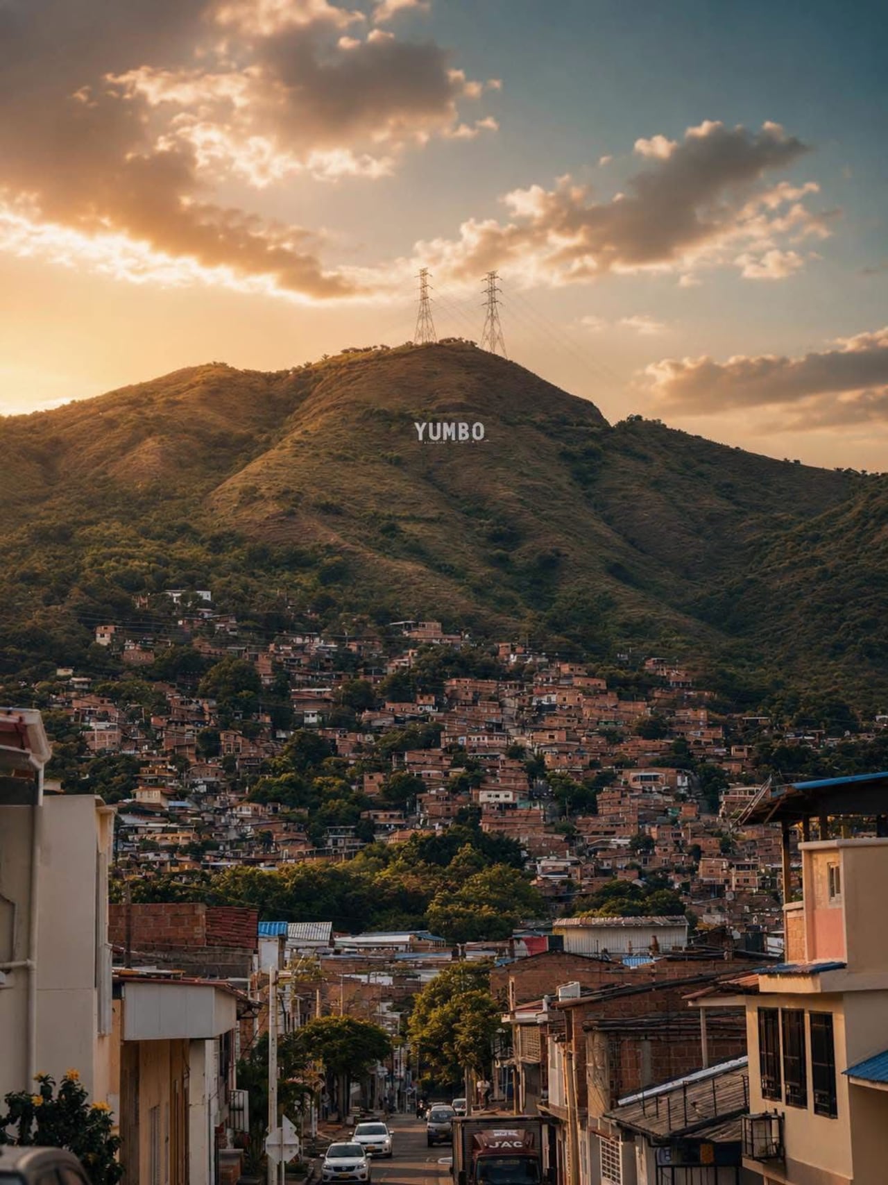 El letrero 'YUMBO' es visible desde distintos puntos del municipio.