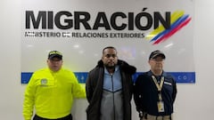 Alias Mapaya, cabecilla de Los Espartanos, en su llegada al Aeropuerto Internacional El Dorado de Bogotá.