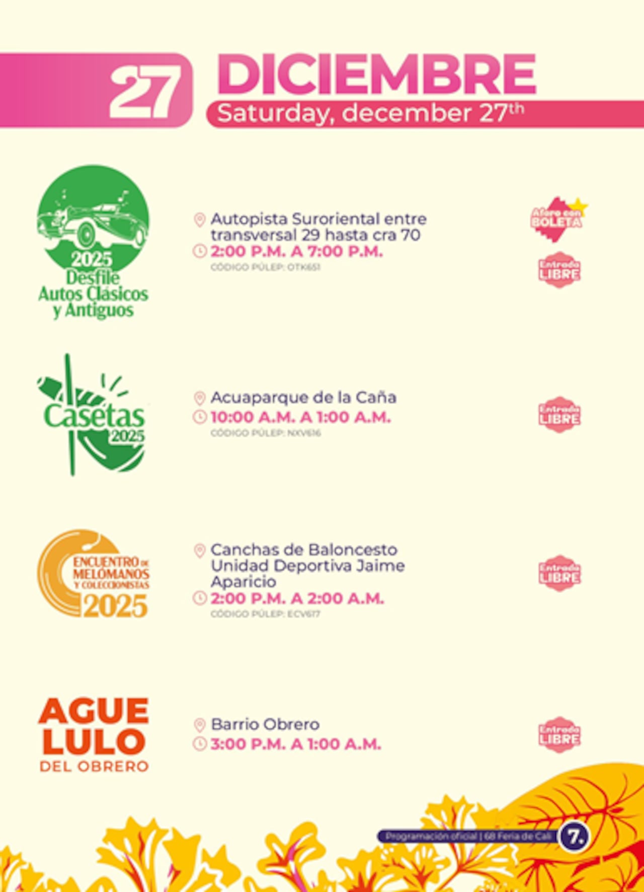 Estos serán los principales eventos de la Feria de Cali para el 27 de diciembre.