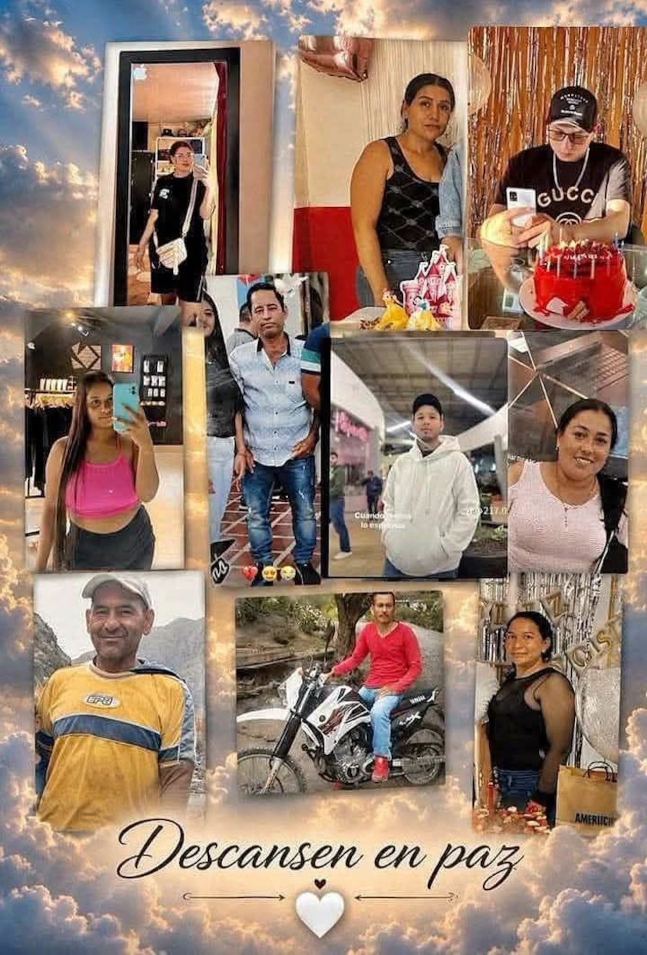 Entre los fallecidos figuran Diego Martín Solarte, Jener Jaramillo, Brenny Gamboa, Sisleny Matituy, Kevin Meneses, Segundo Erazo, Eidy Solarte, Gerardo Rojas, Alexandra Matituy, Lorena Solarte, Ángel Chaves y Yimar Eraso. Todos desarrollaban labores de minería artesanal, una actividad a la que recurren numerosas familias rurales ante las limitadas oportunidades laborales del sur del país