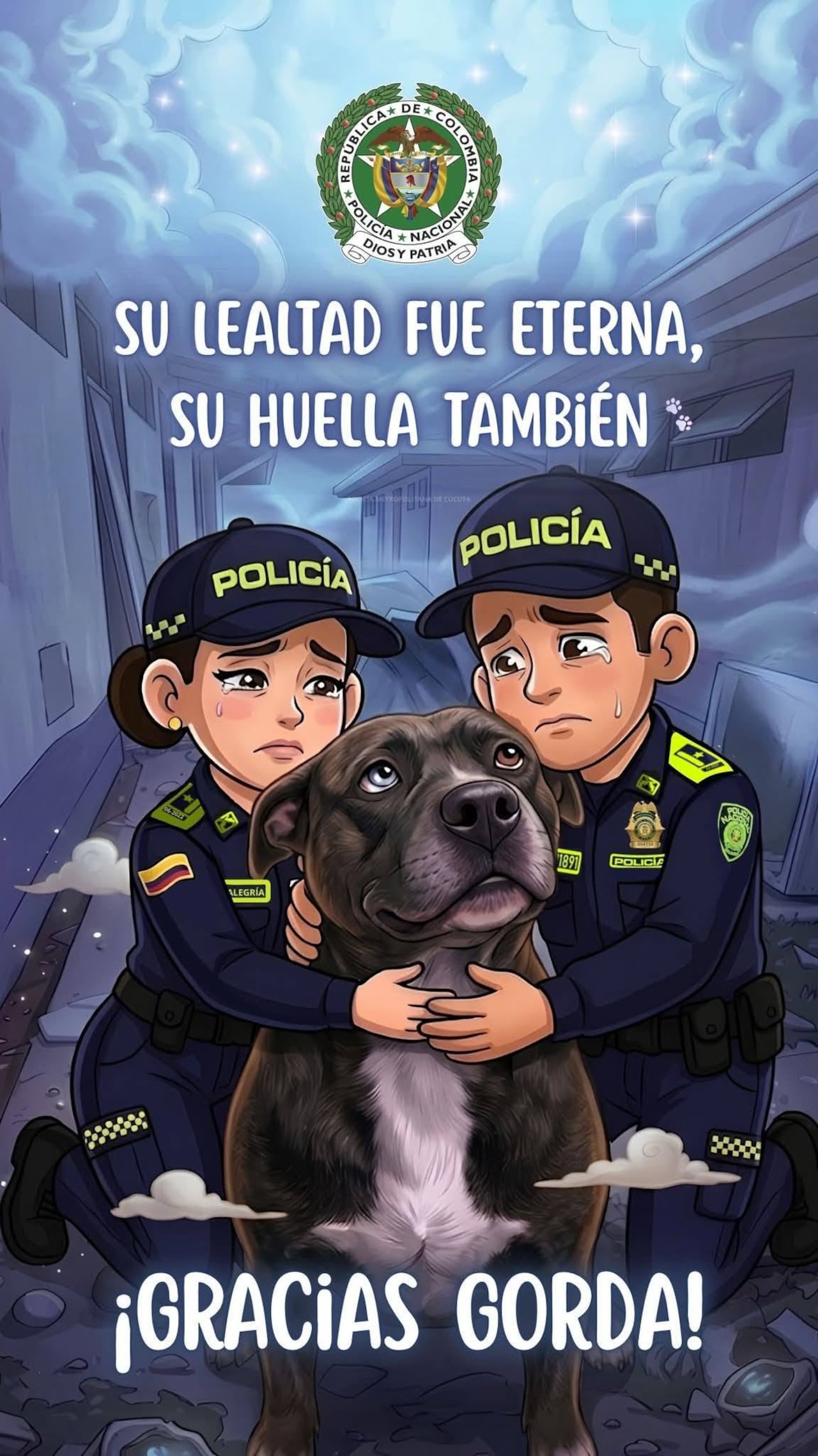 Según relataron los policías que laboran en Cúcuta, era una de las mascotas más queridas del lugar y solía acompañarlos en su jornada diaria. Su partida ha generado tristeza entre quienes compartieron con ella durante años.
