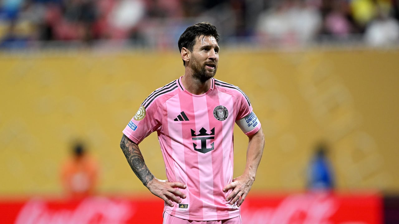 ATLANTA, GEORGIA - JUNE 19: Lionel Messi #10 of Inter Miami CF reacts during the FIFA Club World Cup 2025 group A match between Internacional CF Miami and FC Porto at Mercedes-Benz Stadium on June 19, 2025 in Atlanta, Georgia. (Photo by Shaun Botterill - FIFA/FIFA via Getty Images)