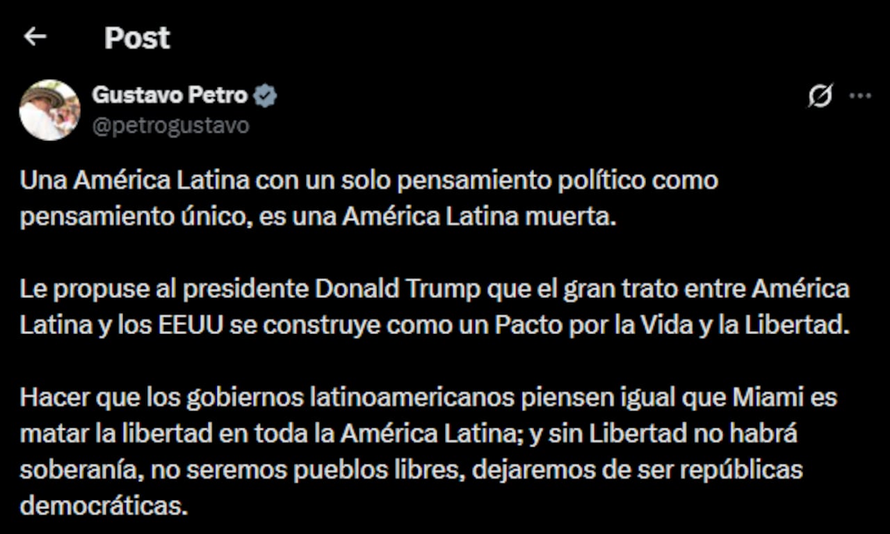 Reciente pronunciación del presidente Gustavo Petro, sobre la política de estados unidos.
