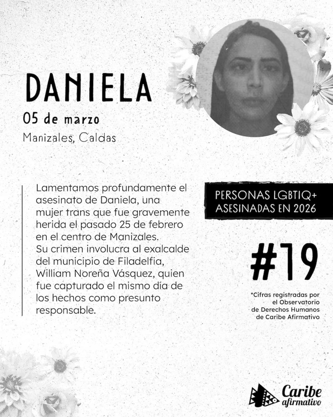 Daniela permaneció varios días hospitalizada en el Hospital de Caldas por la gravedad de las heridas.