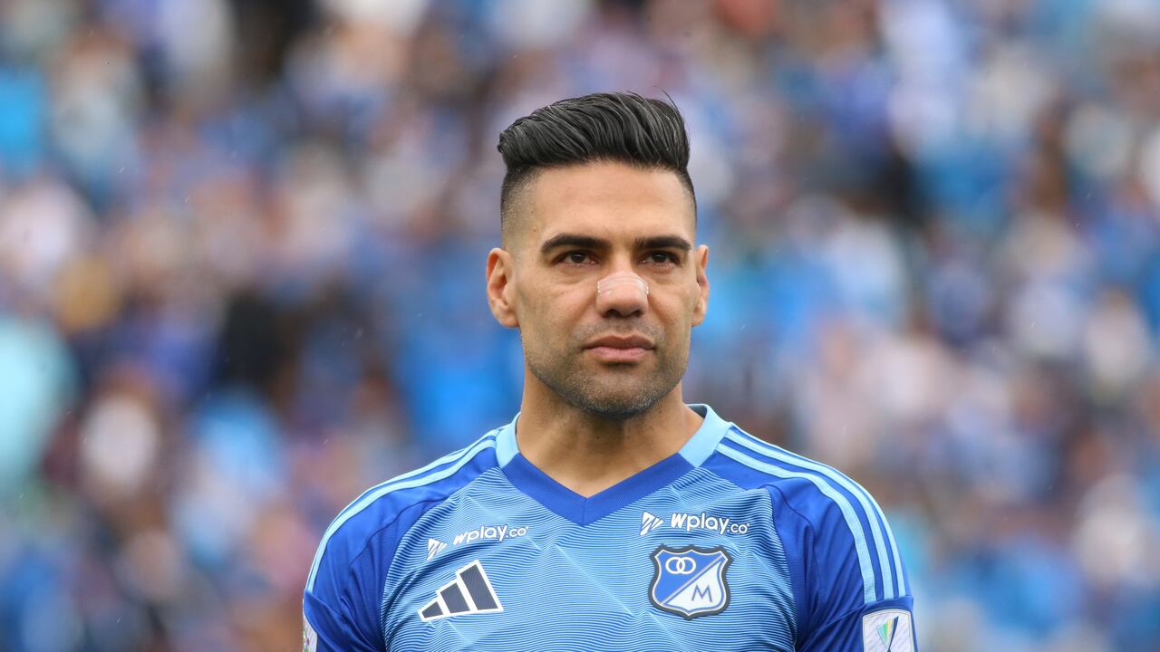Falcao Garcia of Millonarios F.C. plays during a match on the 20th date as part of the Liga BetPlay DIMAYOR I 2025 at the Nemesio Camacho El Campin stadium in Bogota, Colombia. (Photo by Daniel Garzon Herazo/NurPhoto via Getty Images)
