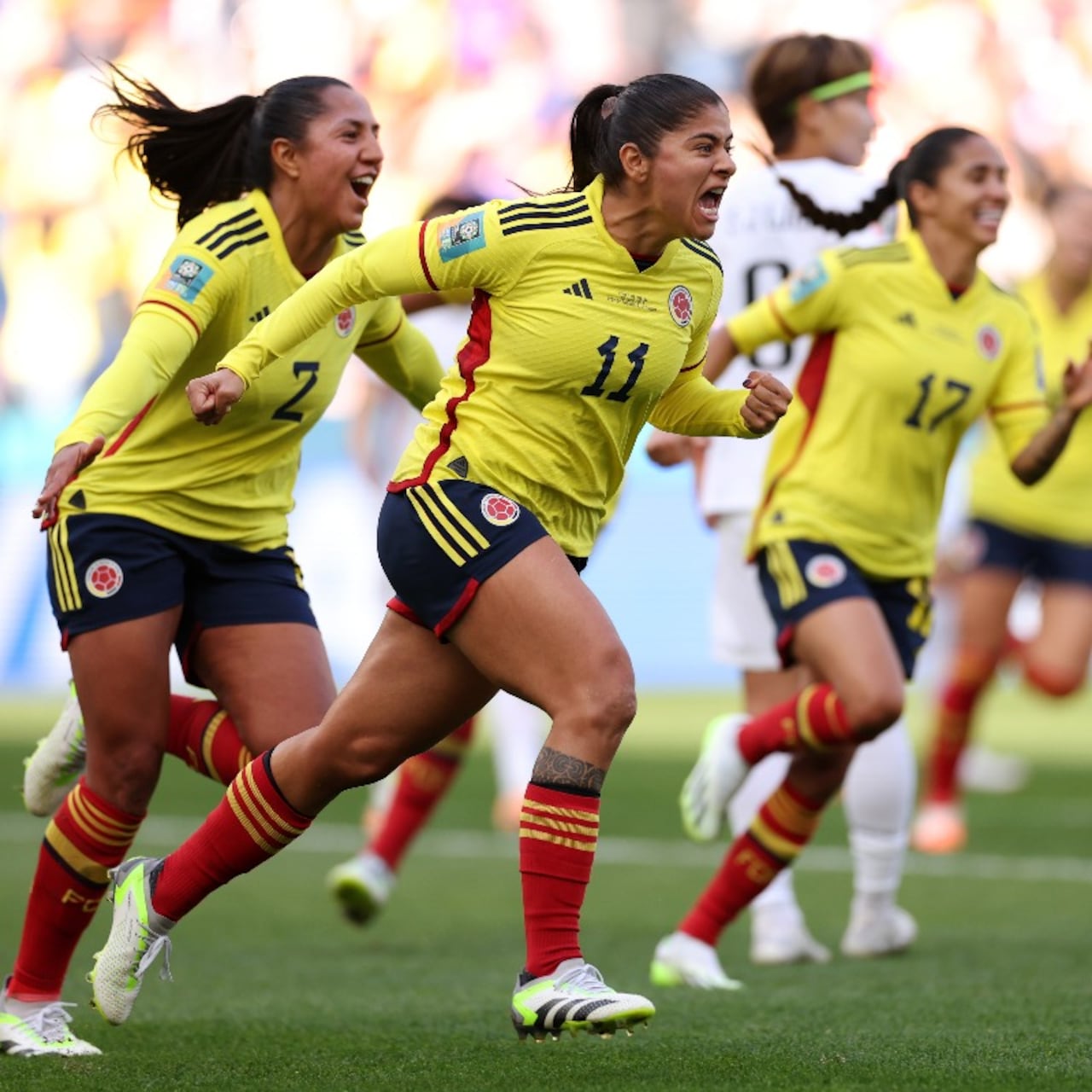 Catalina Usme celebra tras marcar un gol a Corea del Sur en el Mundial Femenino