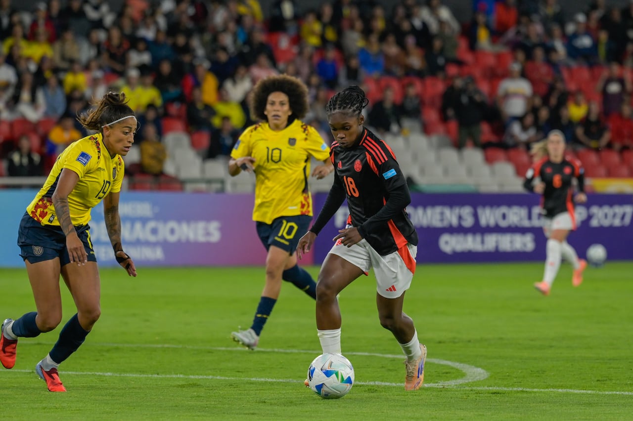 Imagen del partido entre Ecuador y Colombia por la fecha 2 de la Liga de Naciones Femenina.