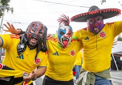 Hinchas colombianos en previo al partido contra Uzbekistan en el arranque Mundial 2026. Fotos: Juan Antonio Sánchez (El Colombiano/Colprensa)