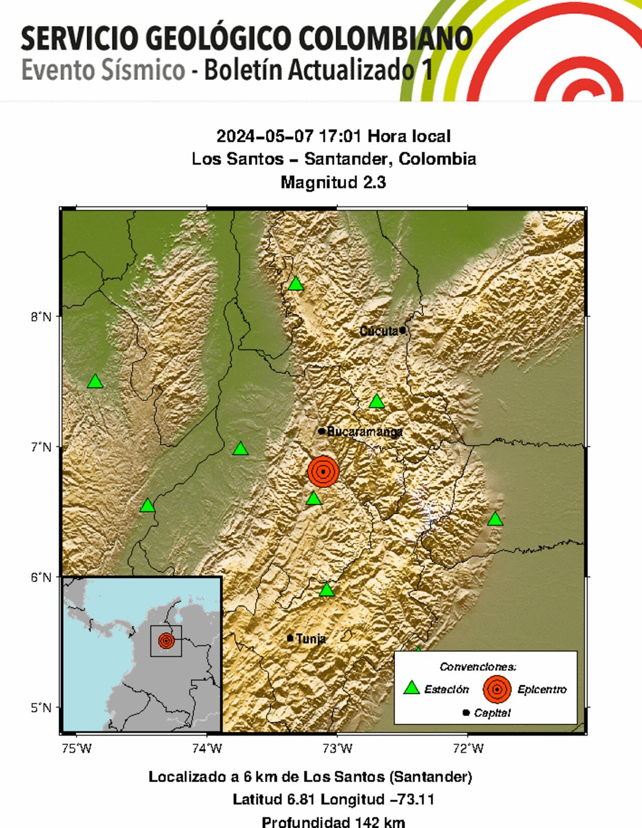 Temblor en Los Santos, Santander