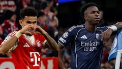 Luis Díaz, del Bayern Múnich, y Vinícius Júnior, del Real Madrid, se verán las caras por los cuartos de la Champions League.