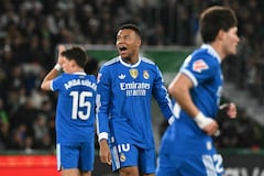 Real Madrid's French forward #10 Kylian Mbappe reacts during the Spanish league football match between Elche CF and Real Madrid CF at Martinez Valero Stadium in Elche on November 23, 2025. (Photo by JOSE JORDAN / AFP)