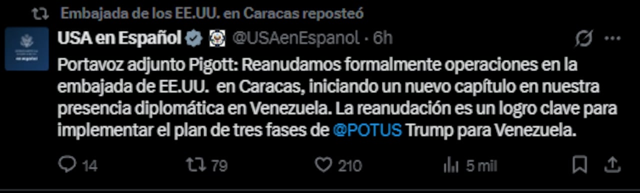 Embajada de EE. UU. en Venezuela reabre tras años de ruptura.