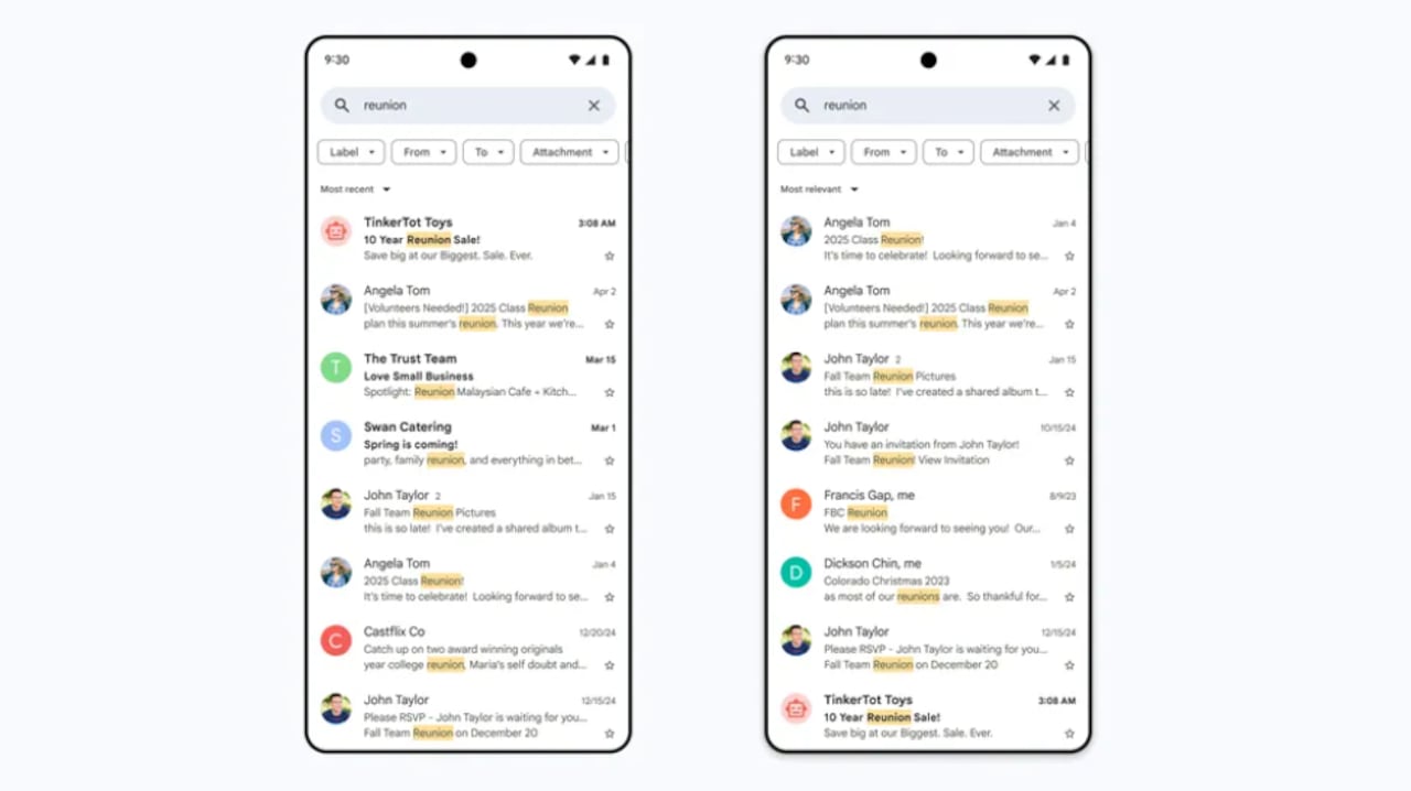 Gmail se actualiza para que encontrar correos sea más fácil, sin importar su cantidad.