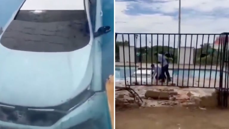 Camioneta terminó en la piscina de un conjunto residencial de Valledupar