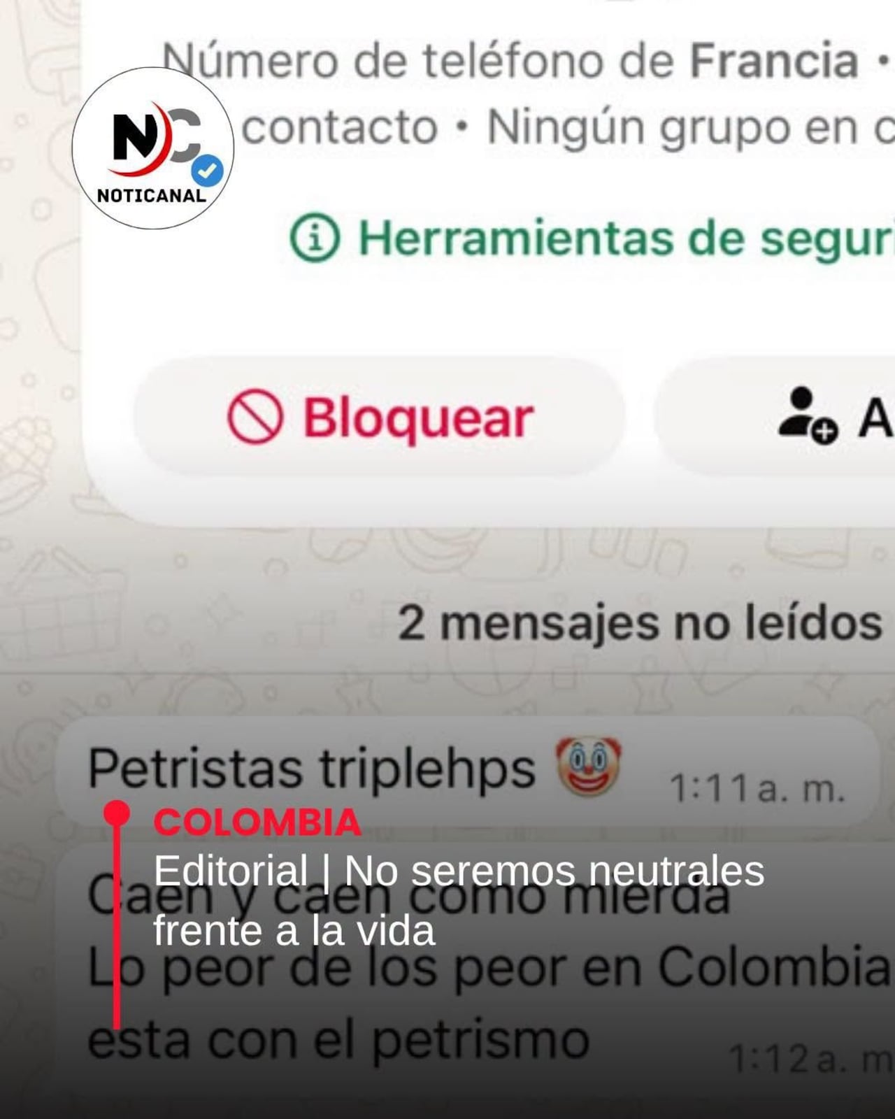 Las intimidaciones contra el director de Noticanal surgieron en medio de la actual contienda electoral, luego de que expresara públicamente su respaldo a la propuesta política liderada por Iván Cepeda y Aída Quilcué.