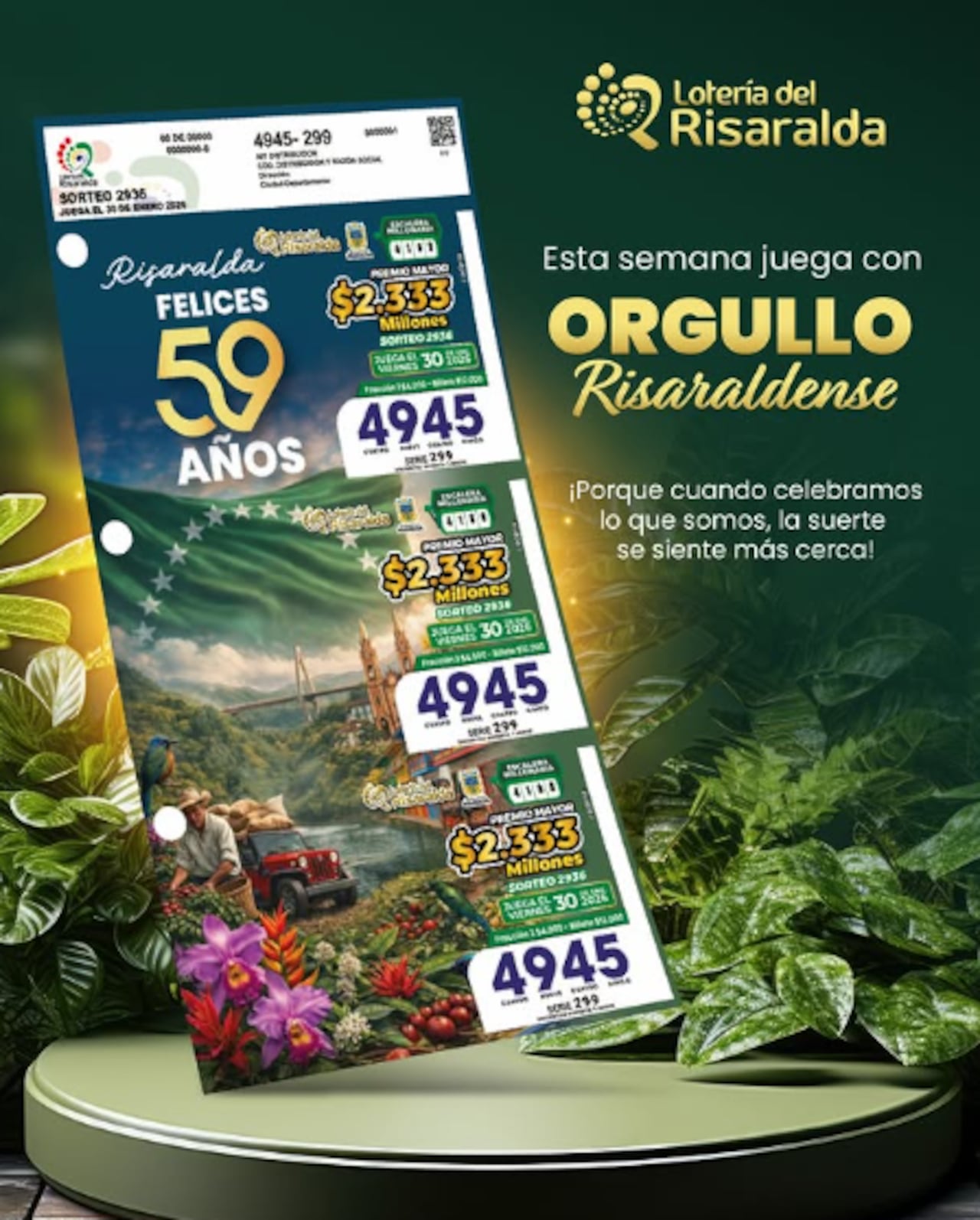 La Lotería de Risaralda también ha venido ofreciendo premios mayores de gran valor.