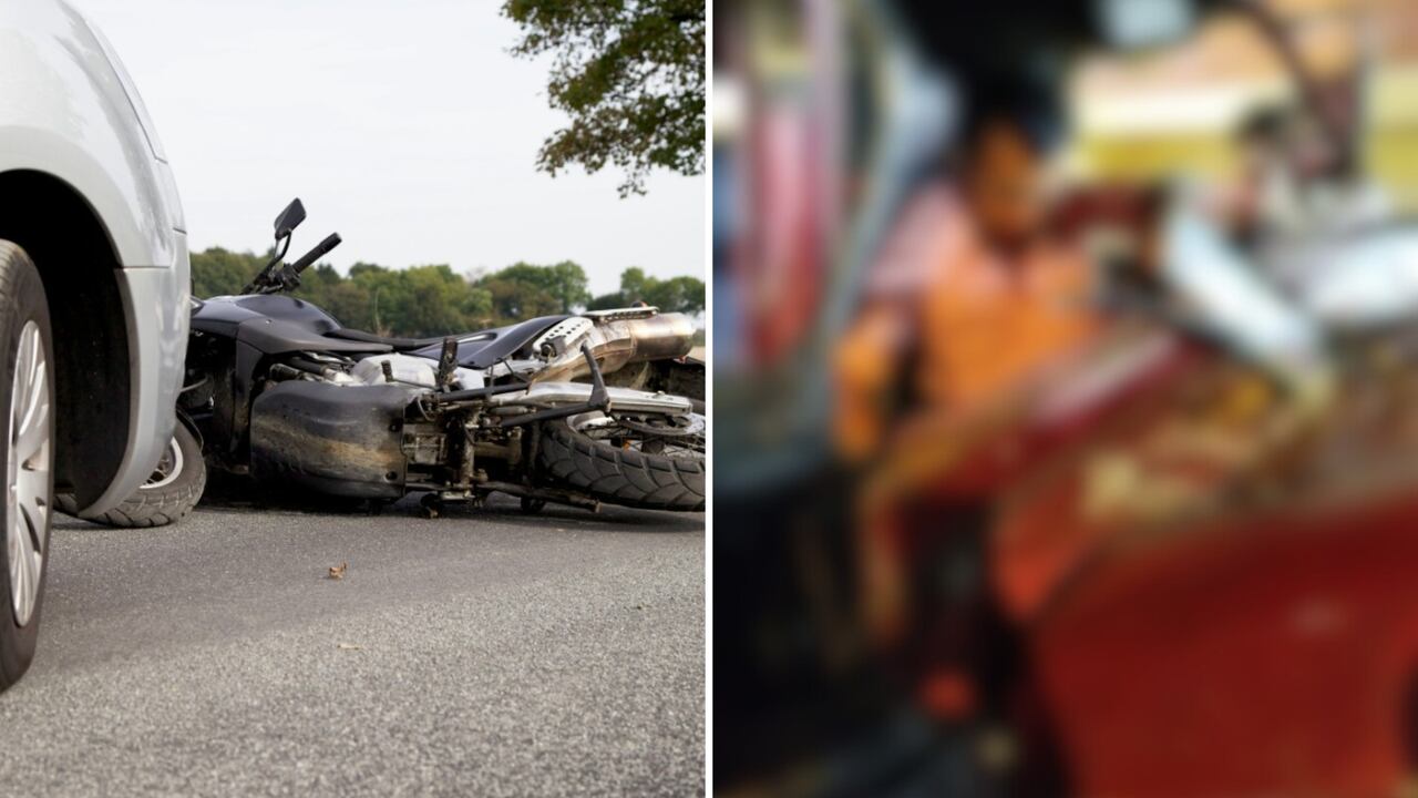 Aparatoso accidente en Montebello, seis motos impactadas y un campero cuyo conductor quedó herido.