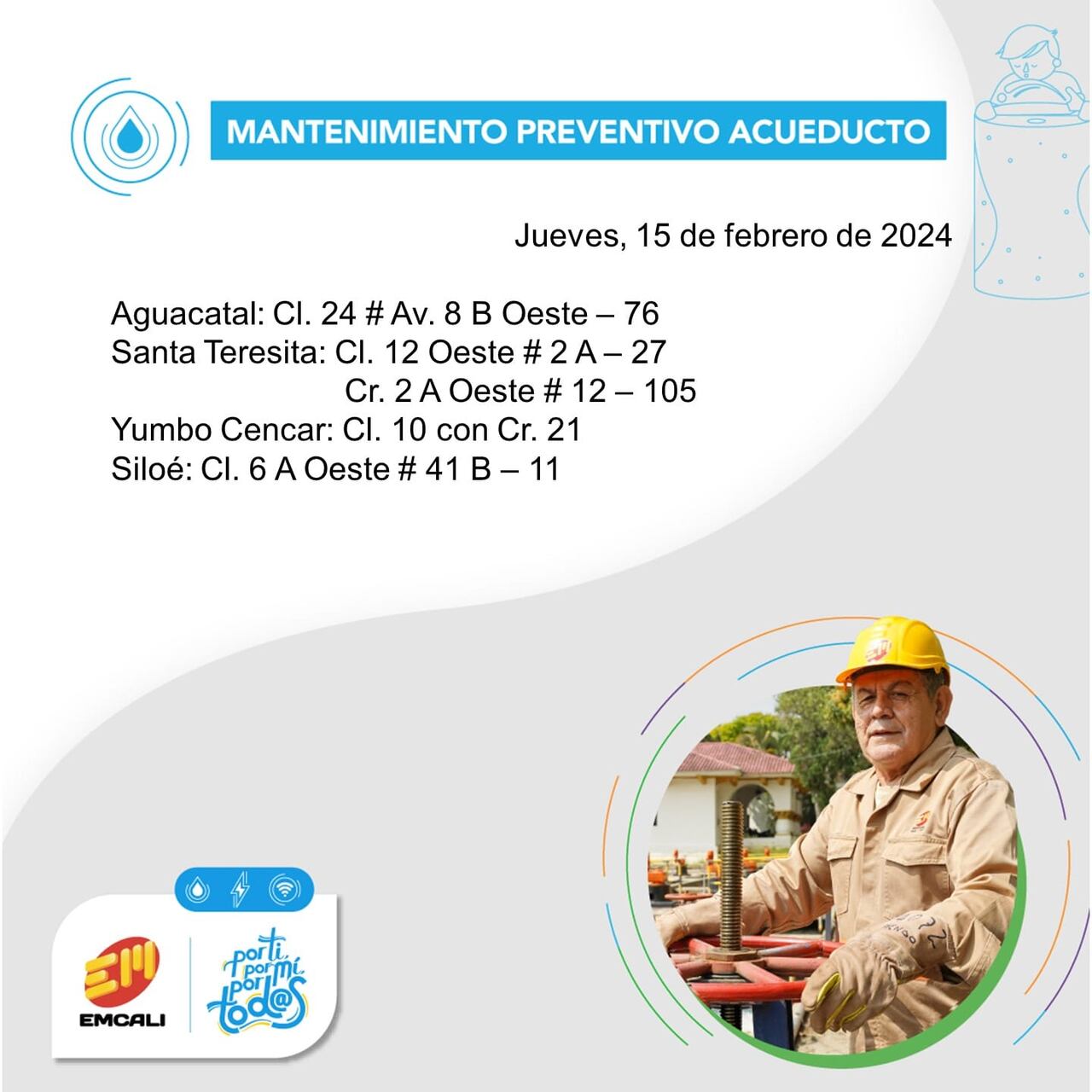 Estos son los barrios de Cali que se quedarán sin agua.