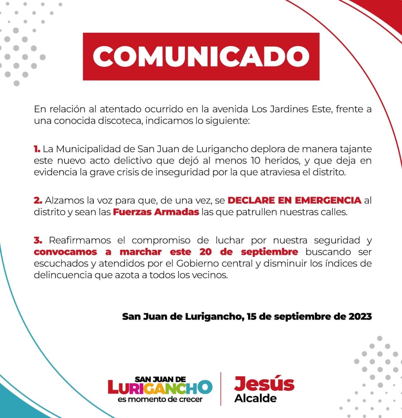 Facebook: @MunicipalidadSJL